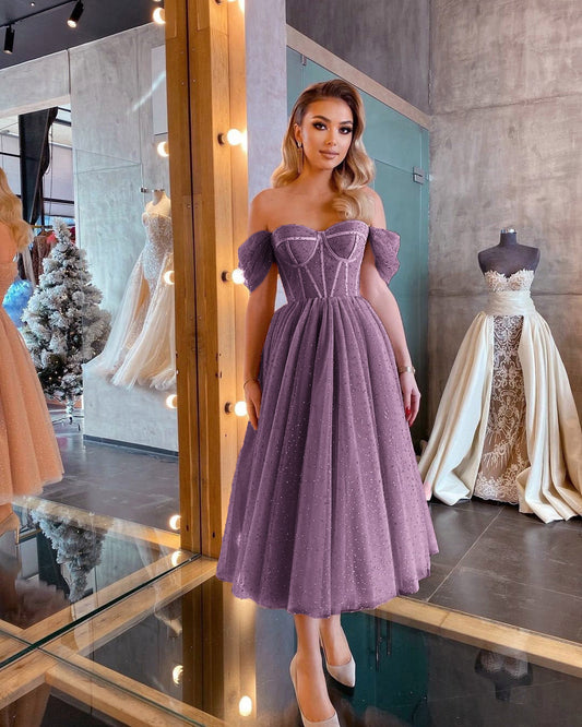 Dazzling Elegance: Sparkling Princess Knee-Length Dress